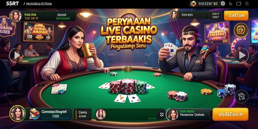 Tampilan gameplay Live Casino yang seru dan interaktif di 55RT.